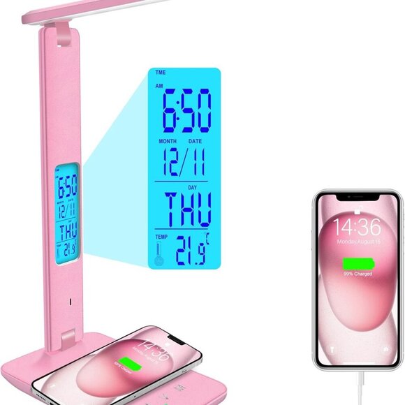 Other - Desk Lamp with Wireless Charger, USB Charging Port, Dimmable Office Desk Light w